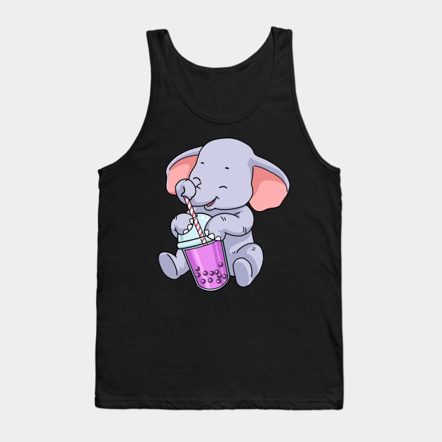 Boba Tea Gift Women Elephant Gift Bubble Tea Tank Top by PomegranatePower